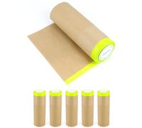 QWORK® 6 piezas papeles de enmascarar de pintor 30 cm x 15 m, papel de enmascarar con tiras autoadhesivas, cinta de enmascarar autoadhesiva