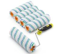 QWORK® 6 Piezas Rodillo de Pintura Set con Mango, 23 x5cm Rodillos de Pintura para Fachadas, Paredes y Techos
