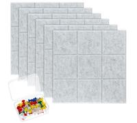 QWORK® 6 Piezas Tablero de Corcho Fieltro 30x30x0.9 cm con 30 Chinchetas, Corcho Pared Autoadhesivo para Oficina y Casa