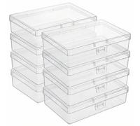 QWORK® 8 piezas caja plastico con tapa, caja organizadora plastico transparente, para artículos pequeños, 13 * 8 * 3cm