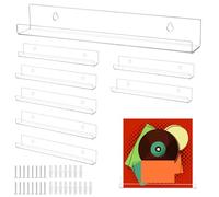 QWORK® 8 Piezas Estantes Flotantes de Pared, 30.5 cm Estanteria Discos Vinilos, Estante Pared de Acrílico Transparente, para Dormitorio, Sala de Estar, Baño