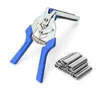 QWORK® Alicates de anillo de cerdo, Tenaza cercas con 600 clips M, herramientas de reparación de instalación para jaulas de animales y mascotas, vallas