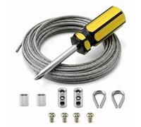 QWORK® Cable de Acero Inoxidable 6M/2mm, M2 Manguitos de Cable, M2 Anillos de engarce, para Exteriores, Kit de suspensión de Cuerda