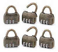 QWORK® Candado de combinación de 3 dígitos, 6 Piezas, candado pequeño para maleta, equipaje, bolsa de viaje y taquilla de gimnasio, Antiguo