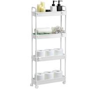 QWORK® Carro de Almacenamiento, Carro 4 Niveles, Carro Estrecho, Estante de Nicho con Ruedas, para Baño, Cocina, Dormitorio