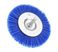 QWORK® Cepillo Circular de Nylon 100 mm, Grano 180, Eje Hexagonal de 1/4", para Taladro o Amoladora