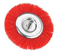 QWORK® Cepillo Circular de Nylon 100 mm, Grano 80, Eje Hexagonal de 6,35mm, para Taladro o Amoladora