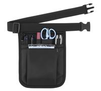 QWORK Cinturón Organizador de Cintura, 25 x 18 cm, Bolsa de Almacenamiento para Trabajo, riñonera para Herramientas pequeñas y Accesorios, Oxford Impermeable, Correa Ajustable, Negro