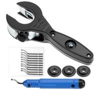 QWORK® Cortador de Tubos de Trinquete 8-29mm (5/16"-1 1/8") - Corte de Precisión para Acero Inoxidable, Cobre y PVC - Incluye Herramienta de Desbarbado y 3 Cuchillas de Repuesto