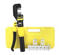 QWORK® Crimpadora Hidráulica, Crimpadora Hidráulica Herramienta 10T, Trazo de 10mm, con 8 matrices de formas de engaste 4-70 mm²