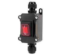 QWORK® Interruptor de cable en línea impermeable IP65 con luz indicadora roja, 110-220V 30A, DPST de 4 pines, control de encendido/apagado de doble posición