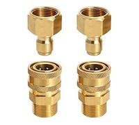 QWORK® Juego de adaptadores para lavadoras a presión, M22 3/8" adaptador de conexión rápida, para pistola de pulverización manguera, 2 Piezas