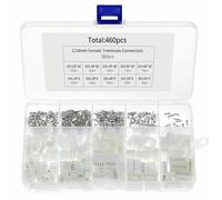 QWORK® Kit de 460 Piezas de Conectores compatible con JST-XH, 2,54 mm, con 2/3/4/5/6 Pines Macho y Hembra y Terminales de Crimpado