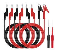 QWORK® Kit de cables de prueba para multímetro, prueba con conector banana de 1 m, cables con pinza de cocodrilo, agujas reemplazables