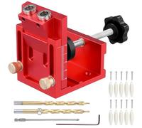QWORK® Kit de Guia Taladro de Carpinteria, Plantilla de Perforación de Agujeros Inclinados de 15° con 2 Brocas HSS