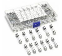 QWORK® Kit surtido de fusibles de vidrio, 15 valor 150 piezas 0.5A 1A 1.6A 2A 2.5A 3A 3.15A 4A 5A 6.3A 8A 10A 12A 15A 20A, 250V, 5x20mm, para proteger equipos eléctricos