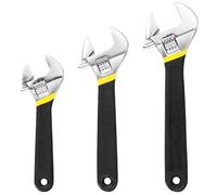 QWORK® Llave Inglesa Ajustable de 3 Piezas - Tamaños 150mm, 200mm y 250mm - Aleación de Acero, Escala Láser, Ergonomía Antideslizante