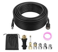 QWORK® Manguera de Limpieza de Tuberías 30m, 5800 PSI / 400 Bar, compatible con Karcher K2-K7 - Desatascador de Alta Presión con 5 Boquillas y Adaptador