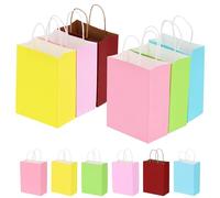 QWORK® Pack de 60 Bolsas de Regalo de Papel Kraft 21x15x8 cm - Bolsas Multicolores con Asas Reforzadas para Cumpleaños, Bodas y Navidad - Bolsas para Chuches, Detalles y Regalos Reutilizables