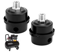 QWORK® Paquete de 2 Compresor de aire Silenciador, silenciador de ruido de filtro aire compresor de metal, 3/8 "PT 16mm