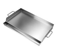 QWORK® Plancha barbacoa, placa de parrilla rectangular de acero inoxidable 304 con canal de grasa, adecuada para la mayoría de las parrillas de gas y de carbón