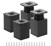 QWORK® Set de 4 Patas de Mesa Cuadradas Regulables 4X4X6CM, Ajuste de 10 mm, Aluminio