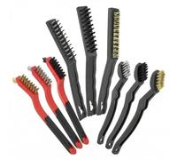 QWORK® Set de cepillos de alambre de 9 piezas para limpieza y trabajos de detalle - Cepillos de latón/acero inoxidable/nylon para metal, madera, estufas y más