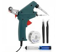 QWORK® Set de soldador estaño, Pistola soldadora automática 60W con alambre de soldar Ø1mm, bomba desoldadora y 2 pinzas, Calentamiento rápido, Alimentación automática de estaño