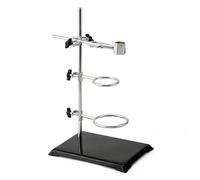 QWORK® Soporte de laboratorio 13x21CM, longitud de varilla 50CM, abrazaderas y 2 anillos de retorta (diámetro 5cm/7.3cm), para experimentos científicos
