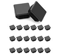 QWORK - Tapones rectangulares de plástico para tuberías, Patas de Silla, 20 Piezas, 30 x 30 mm, Color Negro