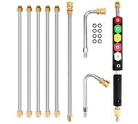QWORK® Varilla de extensión para hidrolimpiadora, 4000PSI, con 6 puntas de boquilla, 10 anillos de goma, acoplamiento rápido de 1/4", accesorios de lavado