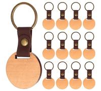 qxayxa 13 Piezas Llaveros de Madera en Blanco, Llaveros Personalizados, Llavero de Maderas para Pintar, Grabar a Láser, Manualidades, Decorar y Regalar (Redondos, Madera de Haya)
