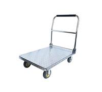 QYMYOZ Carro de Plataforma Plana de Acero Inoxidable de Alta Resistencia - Carro de Empuje con asa Plegable, Ruedas giratorias silenciosas, Capacidad de Carga de 1000 kg (2200 l