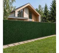 QZZCED Valla artificial verde oscuro 1,5 x 6 m PVC acero