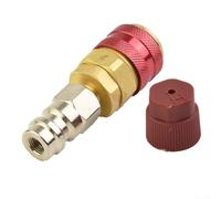 R134A Accesorio de aire acondicionado para coche, adaptador de acoplador rápido de extensión lateral alta, conector de latón de 180 grados para juego de manómetros