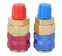 R134A Adaptador de conector de acoplamiento rápido Aire acondicionado Conector ajustable Adaptador de latón Rojo Azul