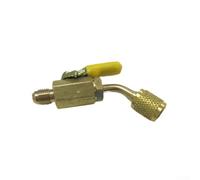 R454B R454C Adaptador de válvula de bola 1/4 SAE-LH a 1/4 Flare - Interruptor de apagado de latón para juego de manómetros de colector de CA (amarillo)