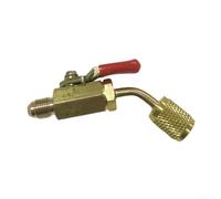 R454B R454C Adaptador de válvula de bola 1/4 SAE-LH a 1/4 Flare - Interruptor de apagado de latón para juego de manómetros de colector de CA (rojo)