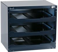 raaco SafeBox 80, caja de seguridad independiente, color azul, con llave, fabricada en acero, con 3 estantes, 451 mm