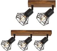 Rabalux 3139, plafón con 3 focos "Zeus", casquillo E14, madera, color marrón-, estilo industrial, 52,5 cm
