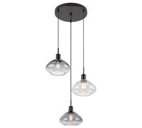 Rabalux 72023: Lámpara colgante con 3 focos, modelo Dvora, casquillo E27, color negro-gris, forma esférica, diseño moderno, diámetro 220 mm