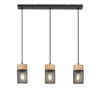 Rabalux 72043, lámpara colgante de 3 focos Callum, casquillo E27, madera, color marrón-, forma redonda, estilo industrial, diámetro 95 mm