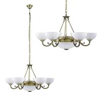 Rabalux 8546, lámpara de techo con 8 focos, modelo Marlene, casquillo E27-E14, acabado en bronce, plata y blanco, forma redonda, estilo clásico, diámetro de 800 mm