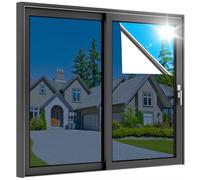rabbitgoo Vinilo Espejo para Ventanas 60x400cm, Vinilo Espejo Unidireccional Adhesivo, Lámina Privacidad Ventana Anti UV Anti Calor, Vinilos para Cristales Anti Sol para Hogar Oficina, Azul Plata