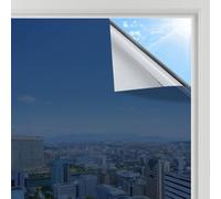 rabbitgoo Vinilo Espejo para Ventanas 75x200cm, Vinilo Espejo Unidireccional Adhesivo, Lámina Privacidad Ventana Anti UV Anti Calor, Vinilos para Cristales Anti Sol para Hogar Oficina, Azul Plata