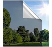 rabbitgoo Vinilos Espejo para Ventanas Privacidad, Lamina Solar Ventana Anti UV Anti Calor, Vinilos para Cristales Estatico, Removible Reutilizable, para Hogar Oficina Tienda, 44.5x200cm, Negro Plata