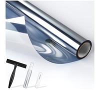rabbitgoo Vinilos para Cristales Efecto Espejo con Kit de Instalación, Estatico Reutilizable, Lamina Solar Ventana Anti UV Anti Calor, Vinilos Espejo para Ventanas Privacidad, 44.5x400cm, Plata