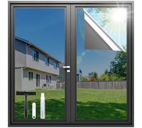 rabbitgoo Vinilos para Cristales Efecto Espejo con Kit de Instalación, Estatico Reutilizable, Lamina Solar Ventana Anti UV Anti Calor, Vinilos Espejo para Ventanas Privacidad, 60x200cm, Plata