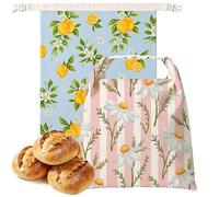 RABUSOFA Pack de 2 bolsas de pan de cera de abeja 43×33 cm, algodón con cera natural reutilizable, ideales para pan de masa madre, pan casero y panadería