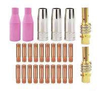 Rackumic 27PCS MIG Antorcha de soldadura consumibles para MB15 15AK 14AK con 0.8mm 1.0mm puntas de contacto boquillas de gas titulares para HITBOX MIG200 MIG250 MT2000 HBM1200 piezas de máquina